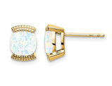 1.75 carat (ctw) Lab Created Solitaire Opal Earrings in 14K Yellow Gold